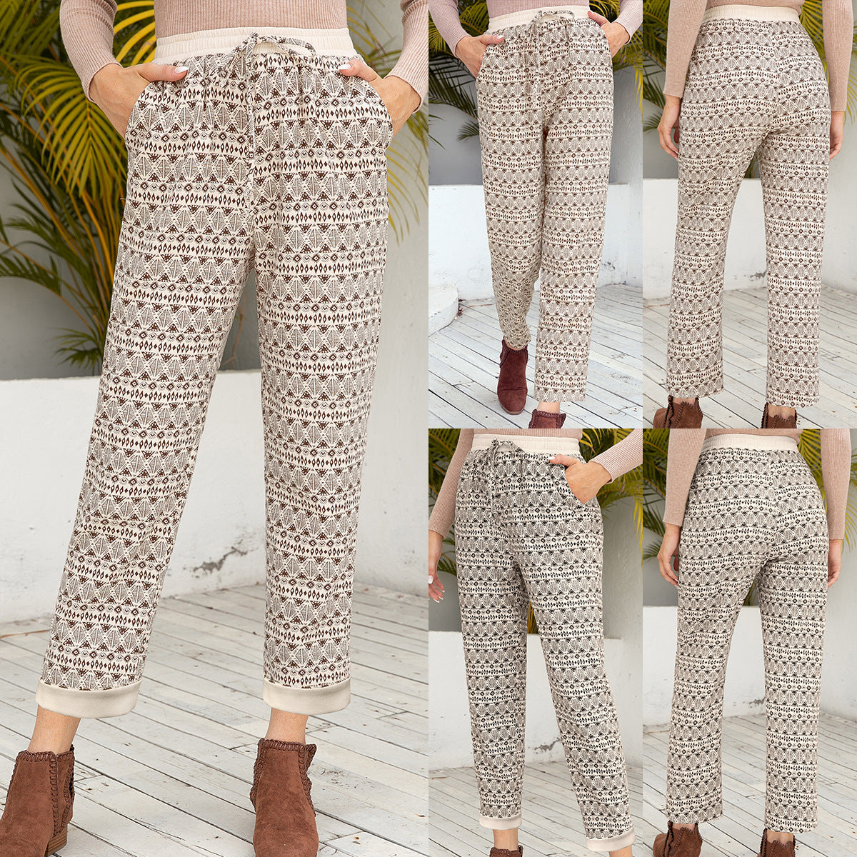 Ladies Print Lace Casual Pants Loose Pants Women - Minihomy