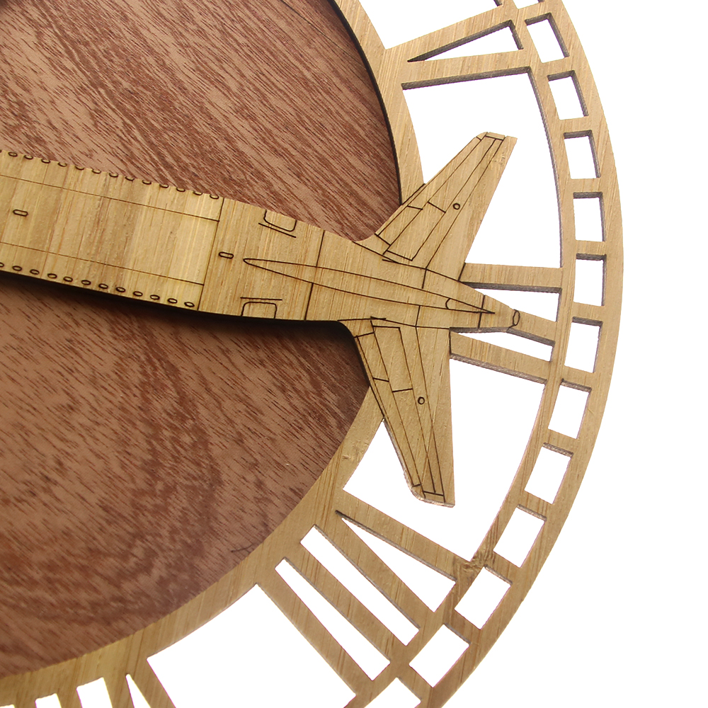 Wooden Wall Clock Remote Bomber Shape Wall Decoration