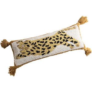 Spotted Leopard Fringed Long Strip Pillow Waist Pillow
