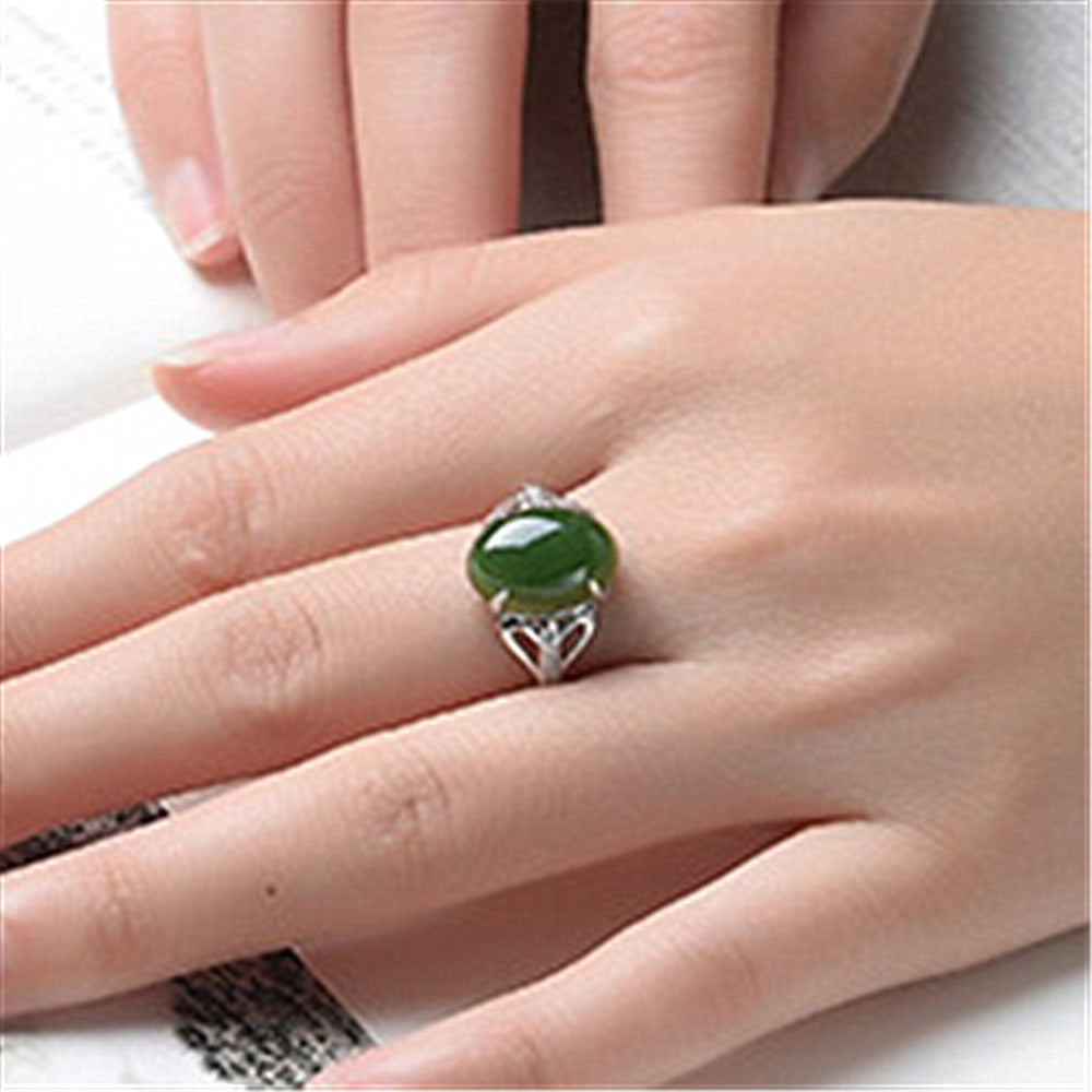 Green Agate Ring Simple Retro - Minihomy