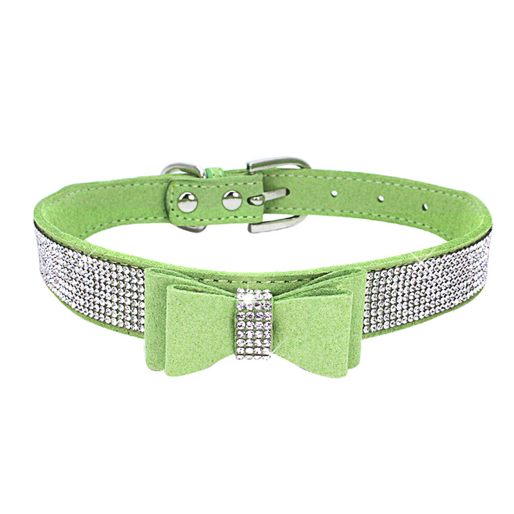 Rhinestone Bow Pet Dog Collar Leash - Minihomy