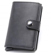 Anti-theft Aluminum Alloy Card Box Retro Style Horse Leather Wallet Card Holder - Minihomy