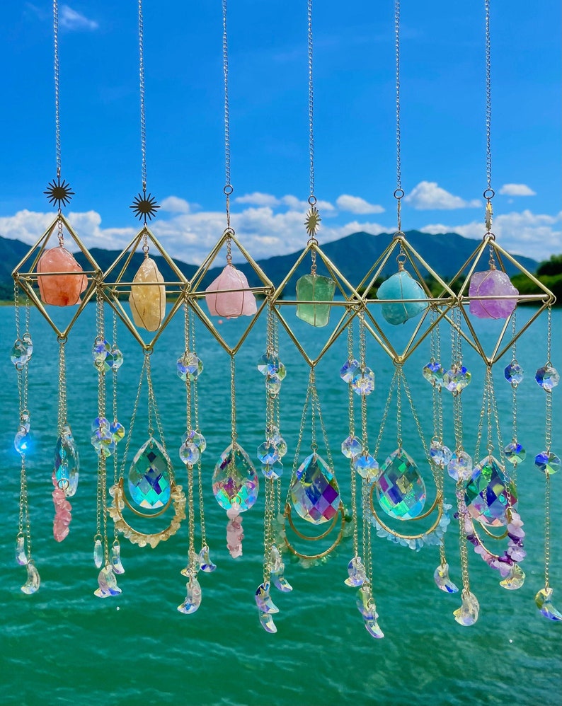 Crystal Hanging Sun Catcher Aurora Gem Crystal Prism - Minihomy