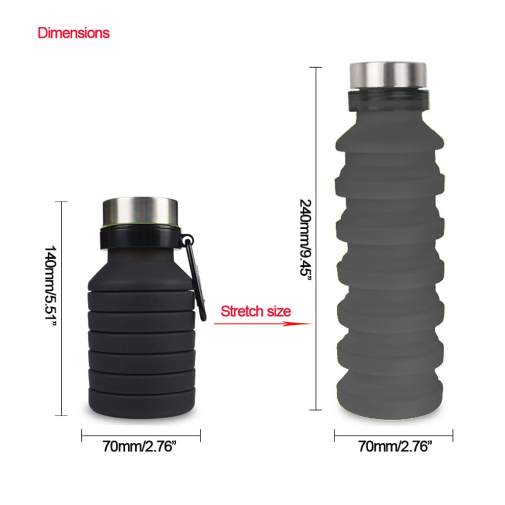 Folding Water Bottle Portable Retractable Silicone Coffee Bottle Outdoor Travel Drinking Sport Drink Kettle