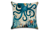 Marine life sea turtle seahorse whale octopus pillow - Minihomy