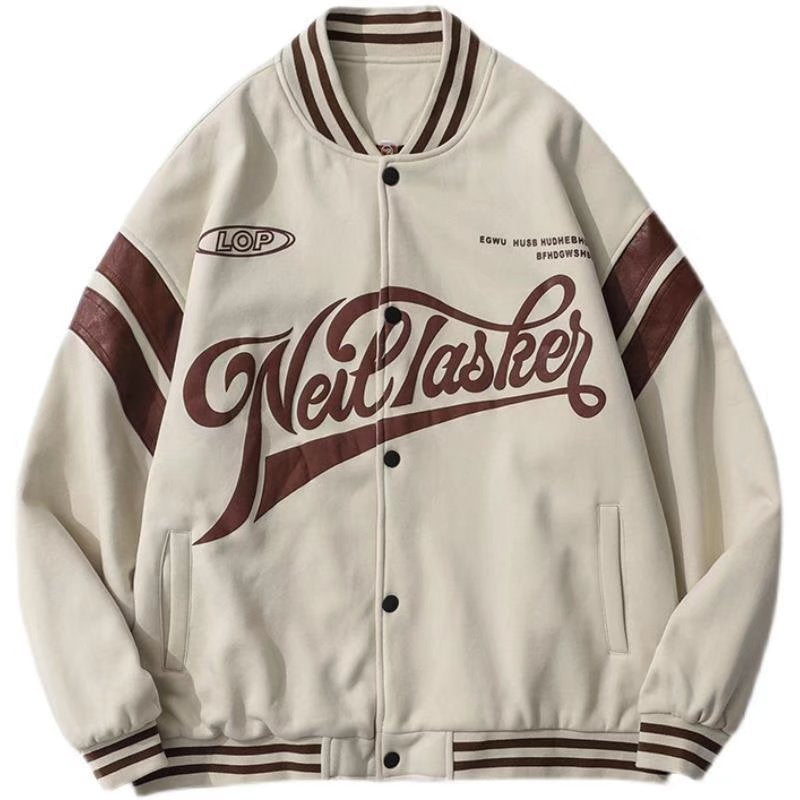 Baseball Uniform Jacket Loose Letters Men And Women Couple Jackets - Minihomy