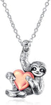 Sterling Silver Sloth Gifts Sloth Heart Necklace for Women Jewelry Gifts