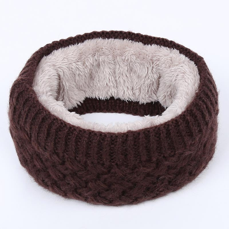 Winter warm men and women solid color wool knit plus velvet thick collar