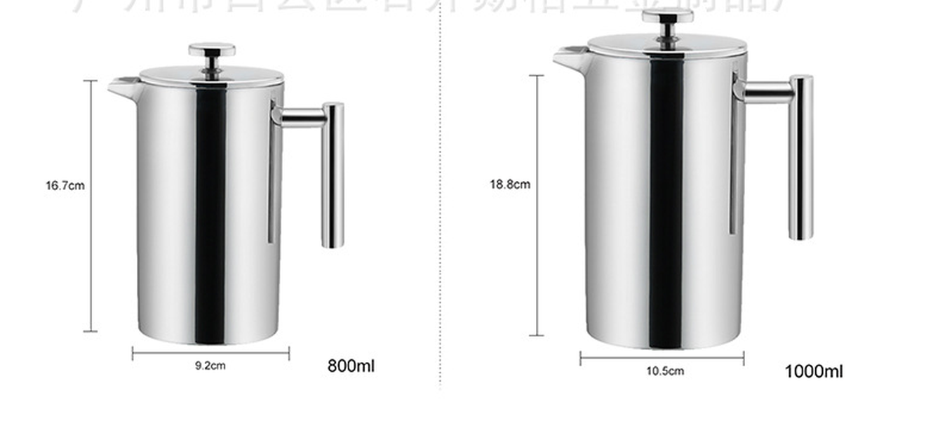 Double Stainless Steel Coffee Pot French Coffee Press Pot Insulation Pot Tea Maker Pressure Pot - Minihomy