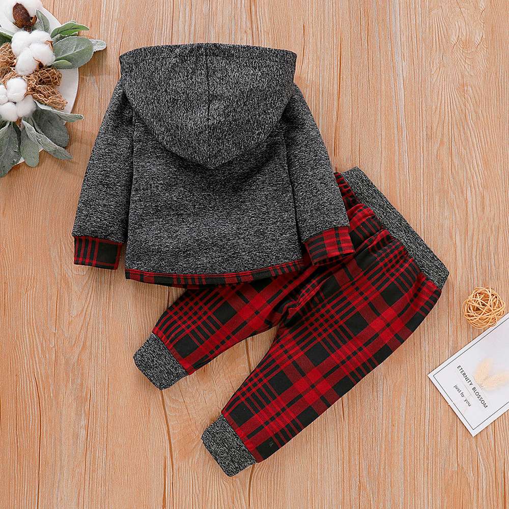 Baby Long Sleeve Plaid Sweater Set - Minihomy