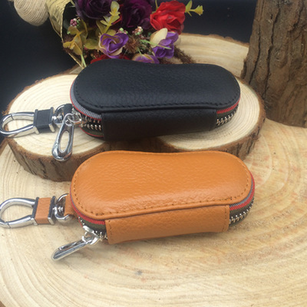 Car key bag universal leather zipper key pack - Minihomy