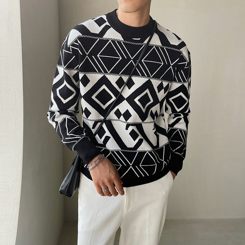 South Korea Light Ripening Wind Men's Geometric Jacquard Trend