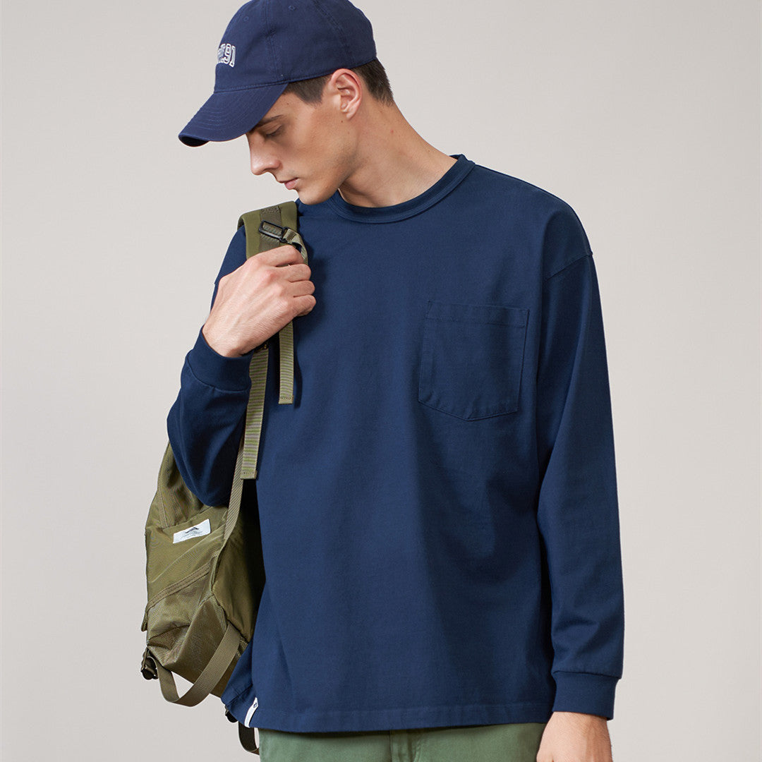 Solid Color Oversize Long-sleeved T-shirt Men