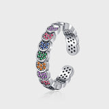 925 Sterling Silver Color Diamond Index Finger Ring Women's Retro Scale Design - Minihomy