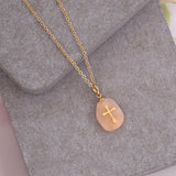 Women's Metal Natural Stone Cross Necklace