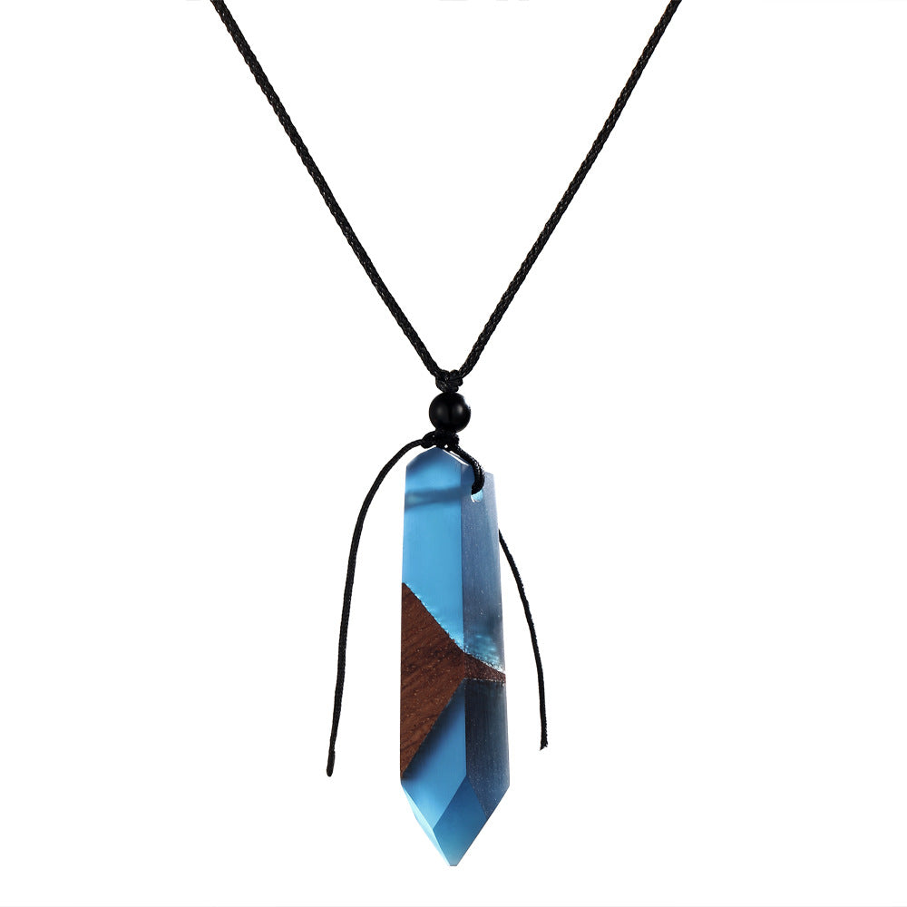 Retro item imitation natural stone leather chain pendant irregular mahogany solid wood personality pendant