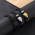 Double Layer Leather Stainless Steel Skull Bracelet - Minihomy