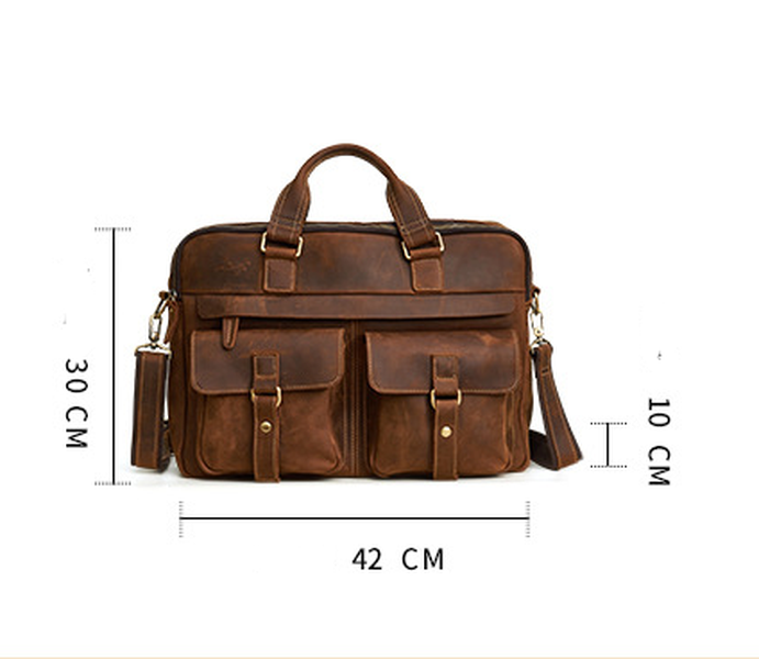 Genuine men''s bags retro men''s business bags briefcase cowhide oblique Bag 15.6 inch Laptop Bag - Minihomy