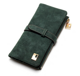 Retro matte leather two-fold draw long multi-card lady wallet