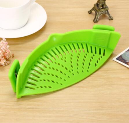 Silicone Clip-on Pot Pan Bowl Funnel Oil Strainer Creative Rice Washing Colander for Draining Liquid Fits All Pot Size