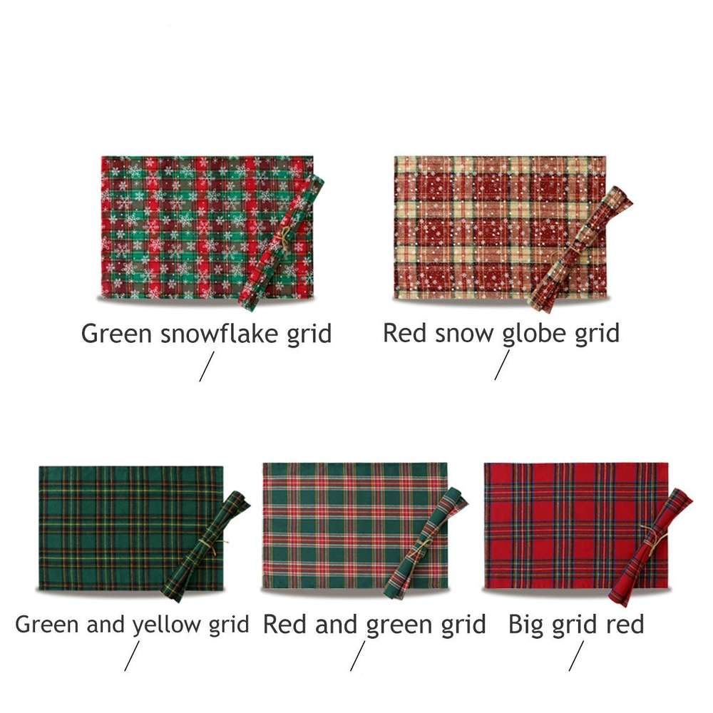 Christmas Series New Year Cloth Plaid Table Flag Insulation Pad - Minihomy