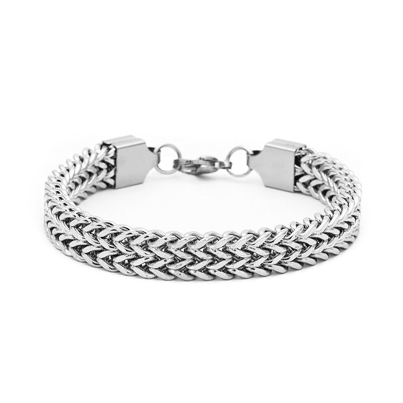 Double Row Stainless Steel Hip Hop Style Titanium Steel Bracelet - Minihomy