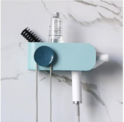 Bathroom hair dryer rack free punch hook bracket - Minihomy