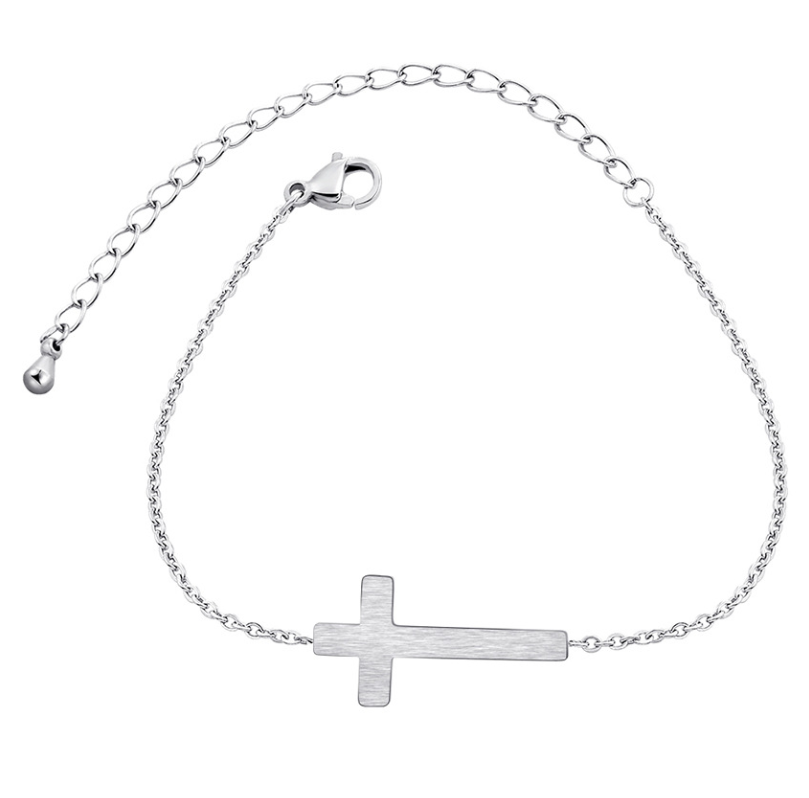 Jesus Christ Cross Bracelet Silver Gold Bracelet Bridesmaid Gift Religious Jewelry Stainless Steel