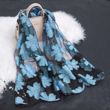 Cut flowers hollow silk scarf