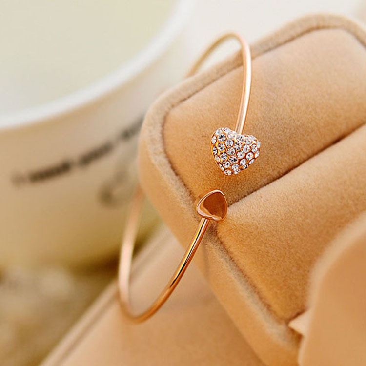 Korean Version Of Jewelry Full Diamond Heart-Shaped Love Bracelet - Minihomy