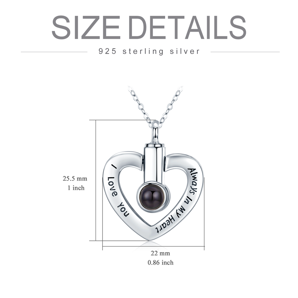 925 Sterling Silver Heart Urn Necklace for Ashes Heart Pendant - Minihomy