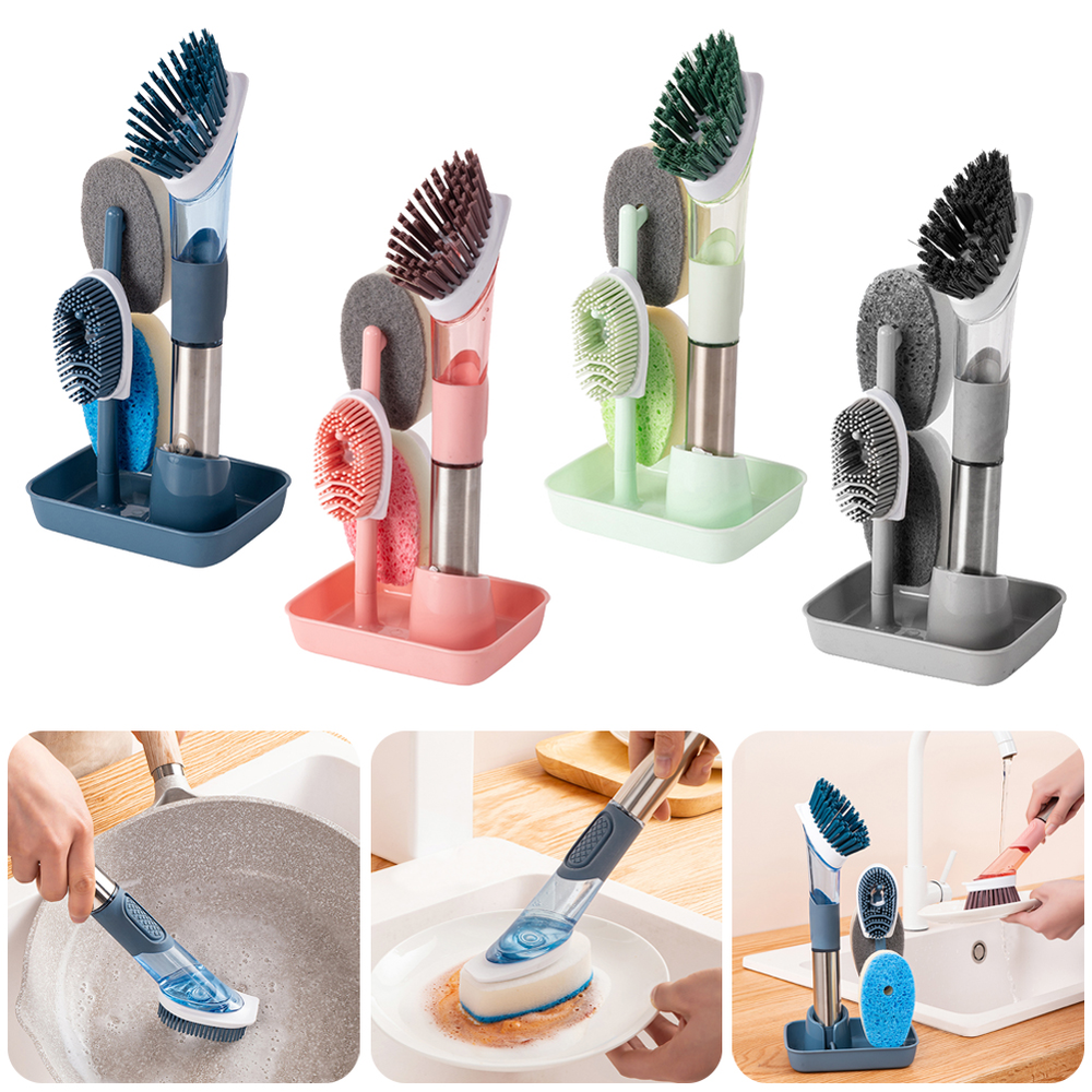 Multifunctional Dish Brush Household Kitchen Oily Sponge Long Handle Cleaning Brush - Minihomy