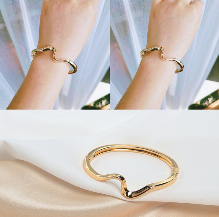 Minimalist glossy gold-plated lightning bracelet - Minihomy