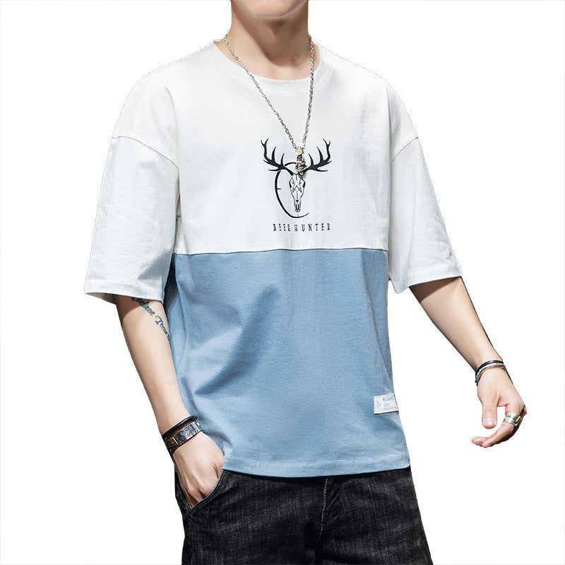 Loose casual half sleeve T-shirt men - Minihomy