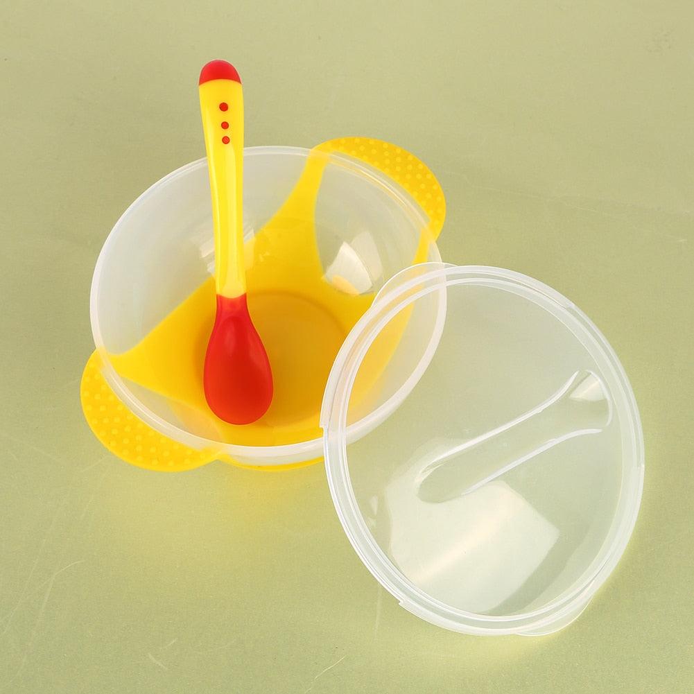 1pc/3Pcs/set Baby Tableware Dinnerware Suction Bowl with Temperature Sensing Spoon baby food Baby Feeding Bowls dishes