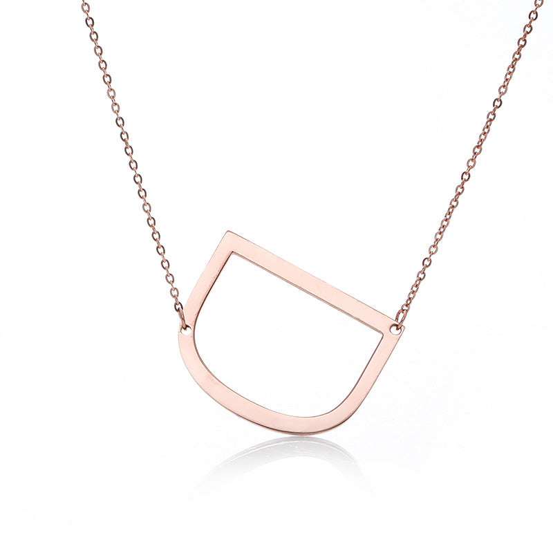 Fabulous Rose Gold Plated Stainless Steel Initial Letter Pendant Necklace - Minihomy