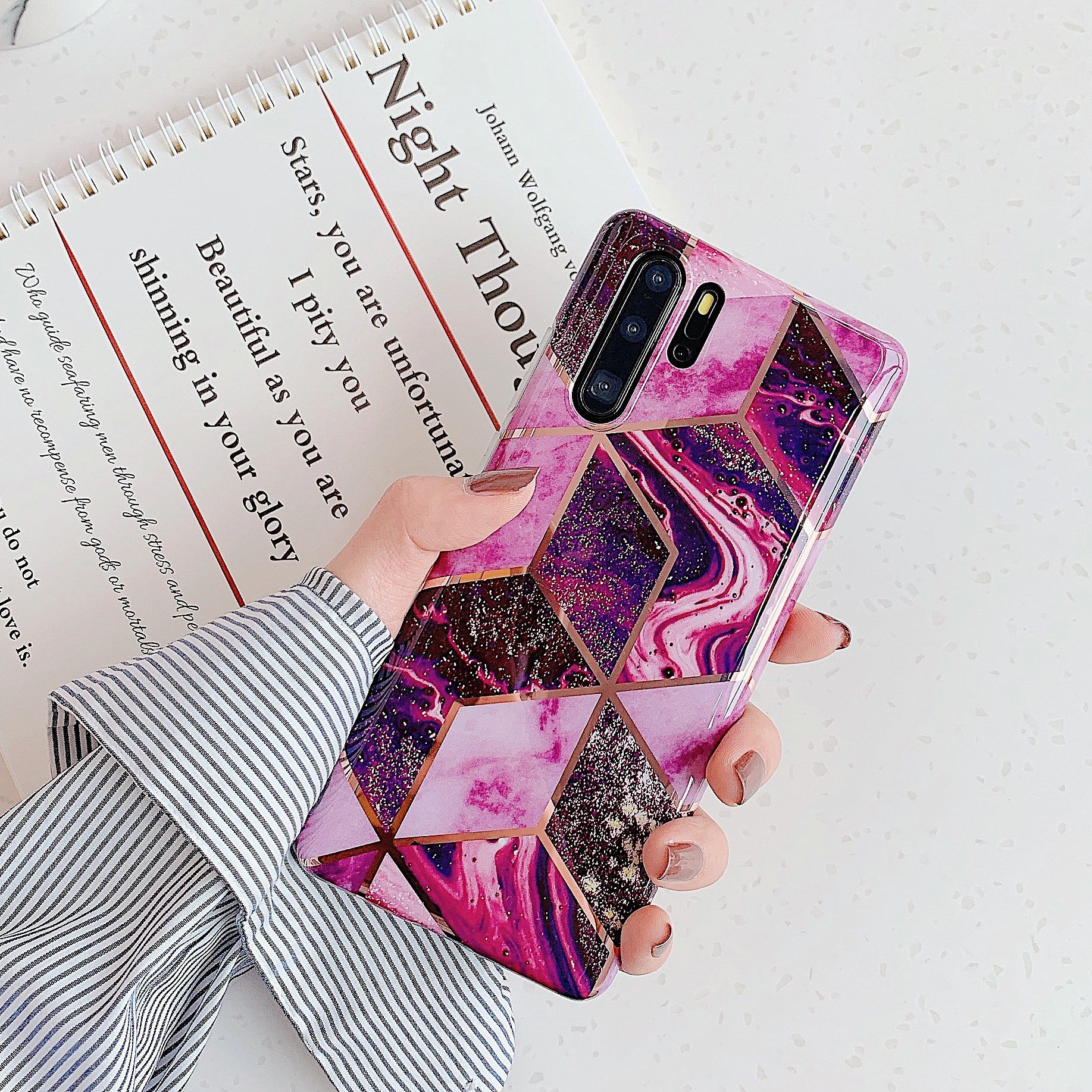 Electroplated marble mobile phone case