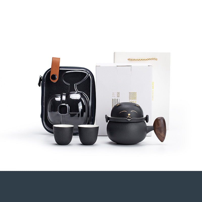 Travel Tea Set  Portable Bag Ceramic Outdoor Teapot