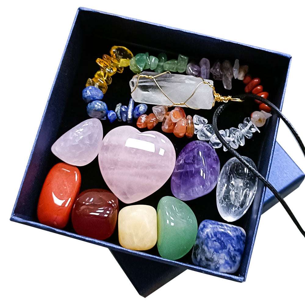 Crystal Jade Chakra Combination Set Love Hexagon Pillar - Minihomy