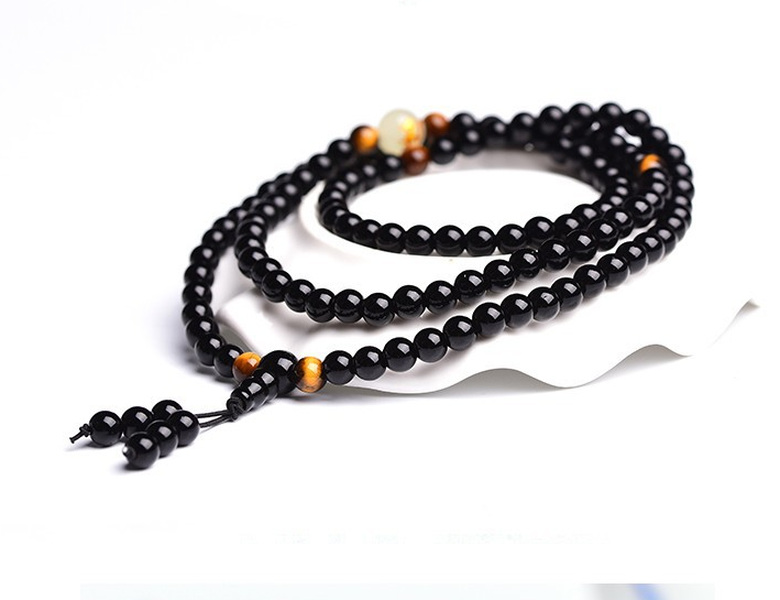 Obsidian multi-circle bead bracelet luminous stone - Minihomy