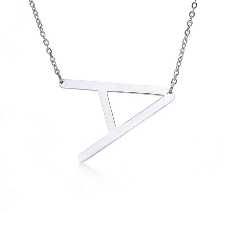 Fabulous Rose Gold Plated Stainless Steel Initial Letter Pendant Necklace - Minihomy