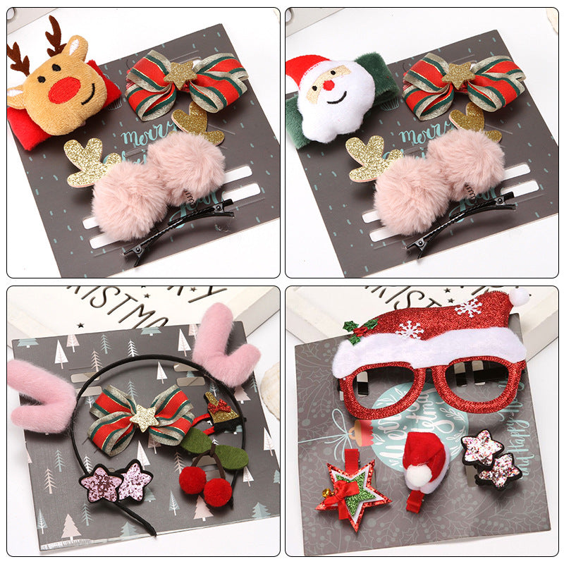 Cute Cartoon Hairpins Christmas Barrettes Hair Clips Kids Hair Ornament Christmas gift set - Minihomy