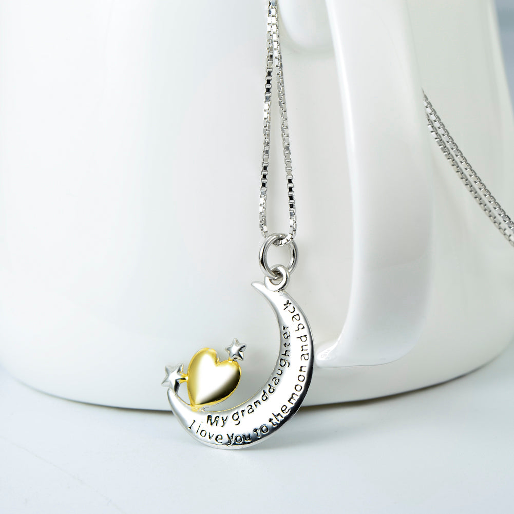 Moon &Star Shape Pendant 925 Silver Necklace