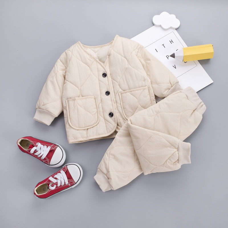 Plus Velvet Thickening Two-piece Baby Suit