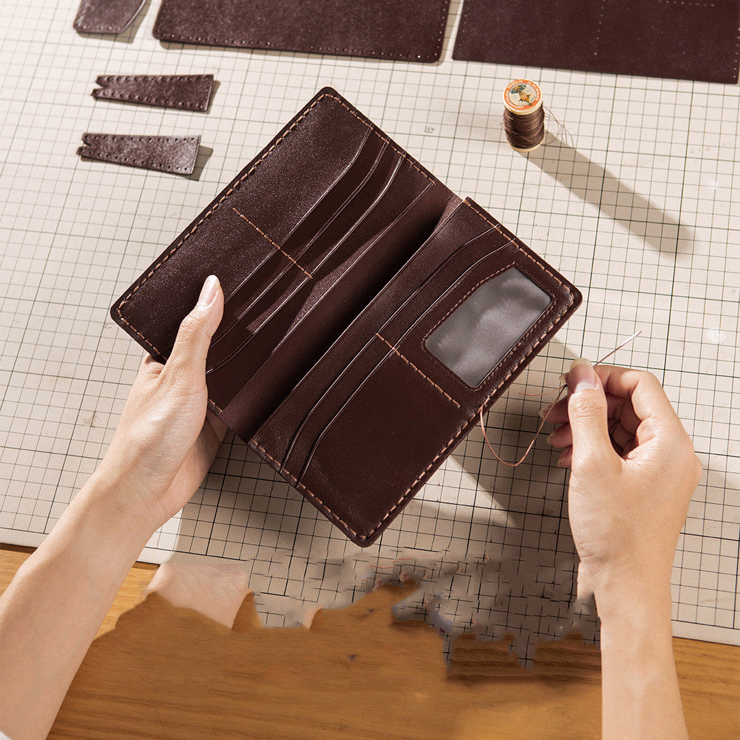 Diy Handmade Material Bag Cowhide Men's Long Wallet