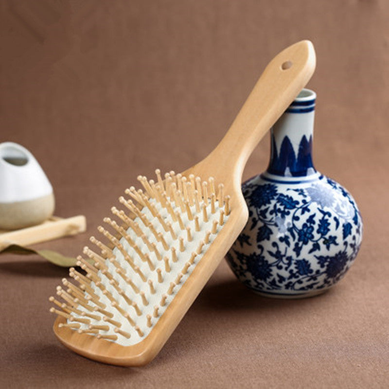 Wood Comb Professional Healthy Paddle Cushion Hair Loss Massage Brush