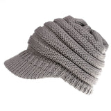 Knitted Baseball Cap Messy Bun Beanie Women Ponytail Beanies Autumn Winter Hats Female Soft Knitting Caps Warm Ladies Skullies