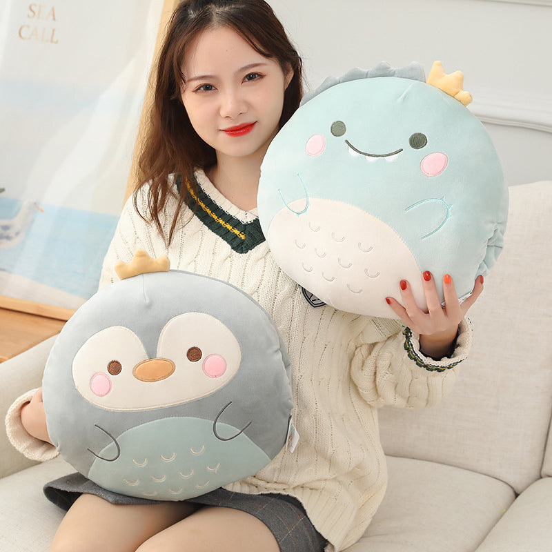 Cartoon Dinosaur Pig Bear Penguin Hands Warm Pillow Down Cotton - Minihomy