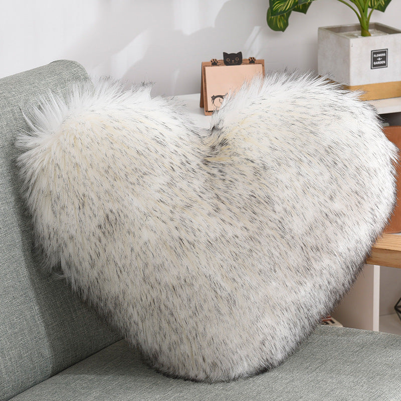 Pillows Heart Shape Long Plush Fluffy Shaggy Cushion Cover - Minihomy