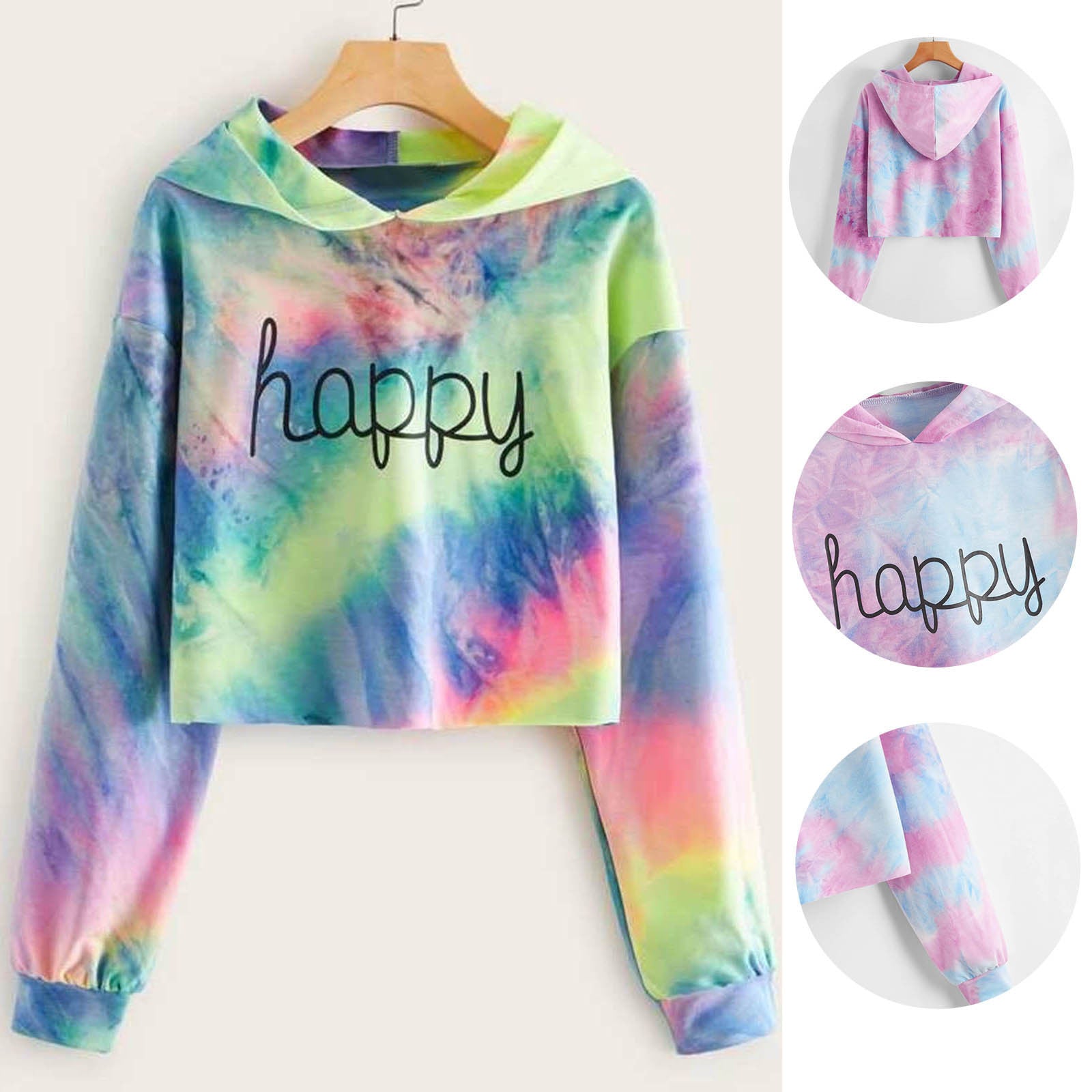 Hoodies Women Rainbow Tie Dye Print Women's Sweatshirt